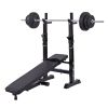 Adjustable Folding Multifunctional Workout Station Adjustable Workout Bench with Squat Rack - balck