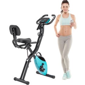 Folding Exercise Bike, Fitness Upright and Recumbent X-Bike with 10-Level Adjustable Resistance, Arm Bands and Backrest (Color: as Pic)