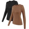 2-piece set Round neck long sleeved tight fitting T-shirt